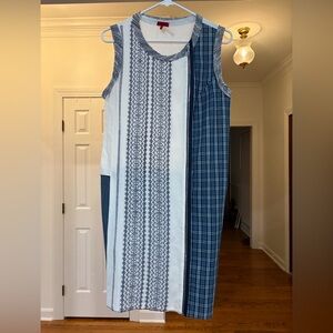 Blue and White Sleeveless Dress